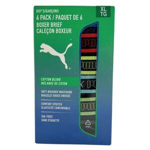 Puma Boy's Black Boxer Brief Underwear | 6 Pack | Size XLarge